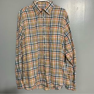 Scott Barber Men Button-Up Shirt Long‎ Sleeve Large Luxury 100% Linen